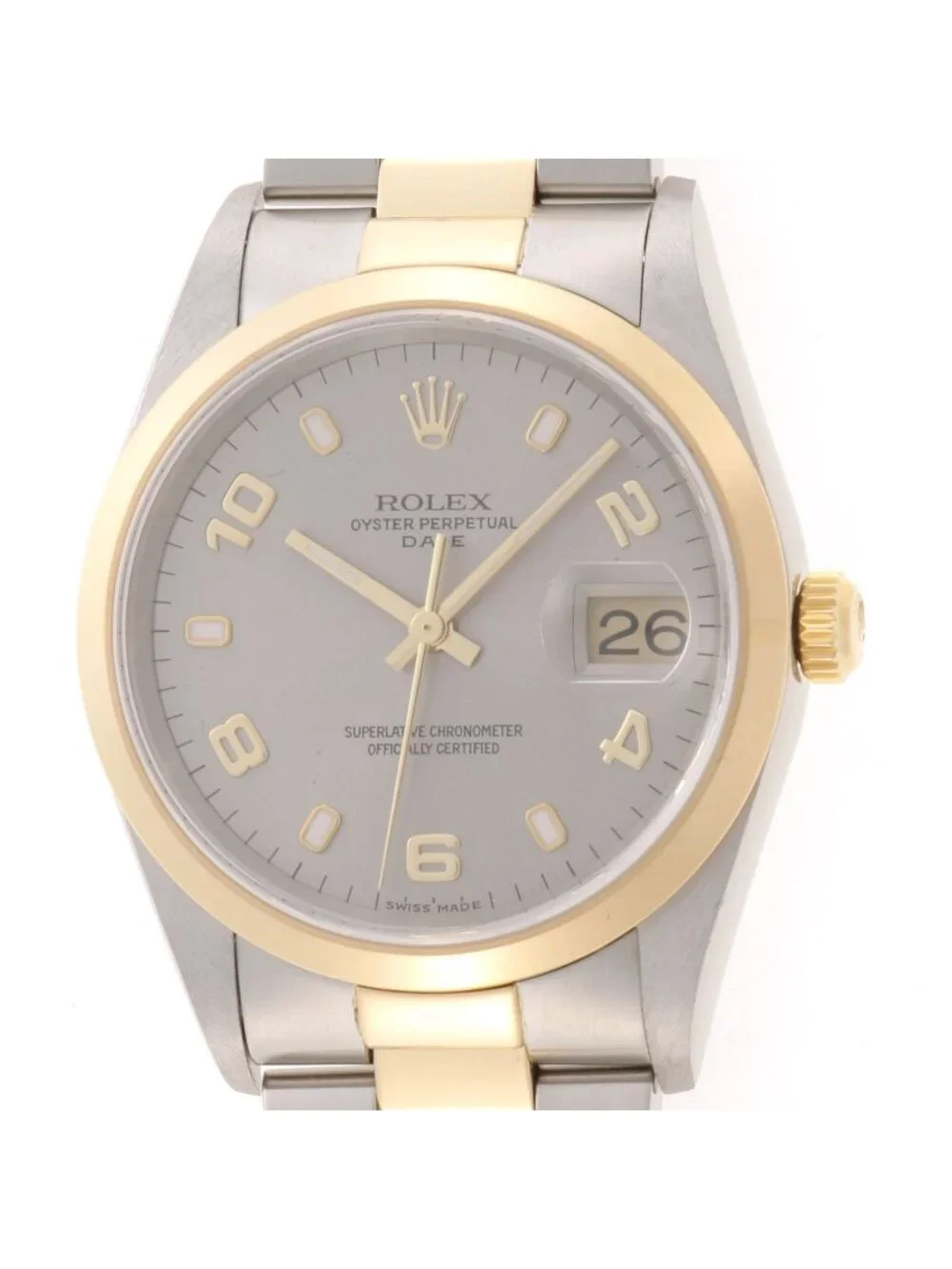 Rolex Perpetual Date Gray 18k Yellow Gold Stainless Steel Automatic